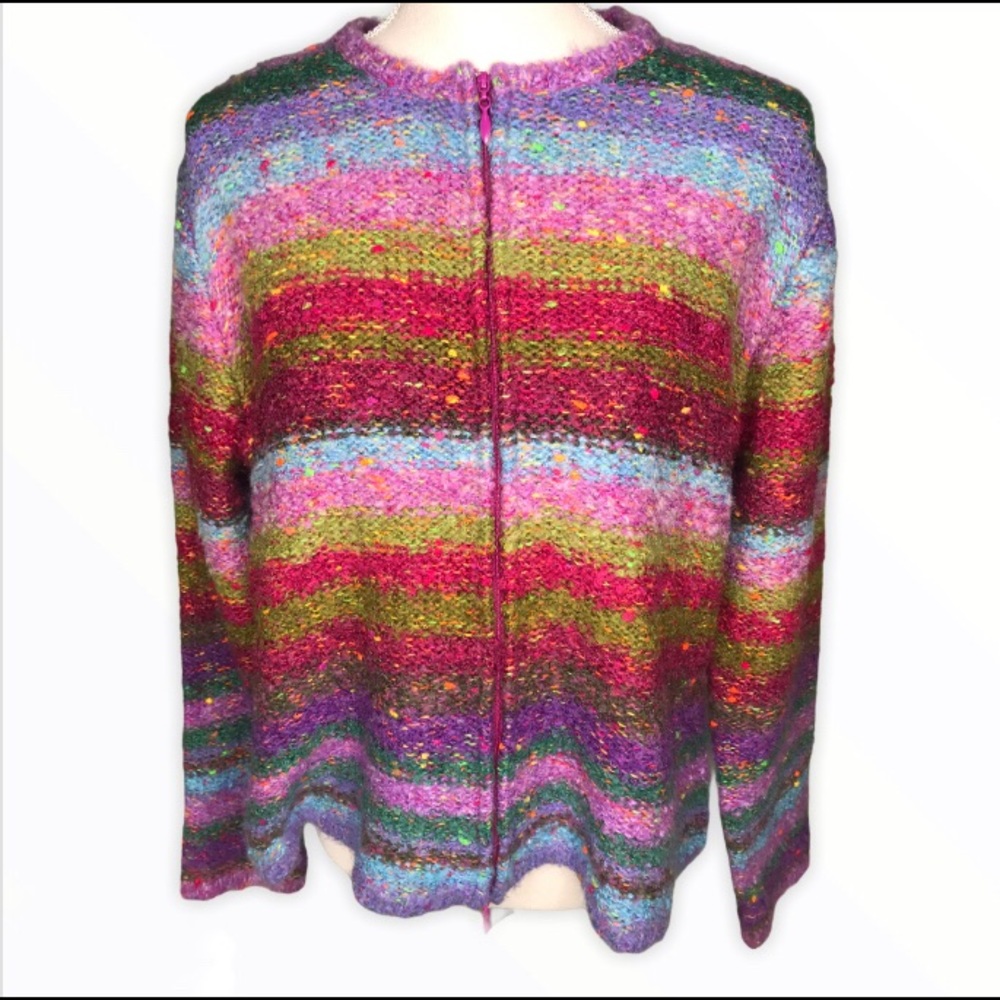 Talbots Wool Blend Multicolor Cardigan Sweater XL